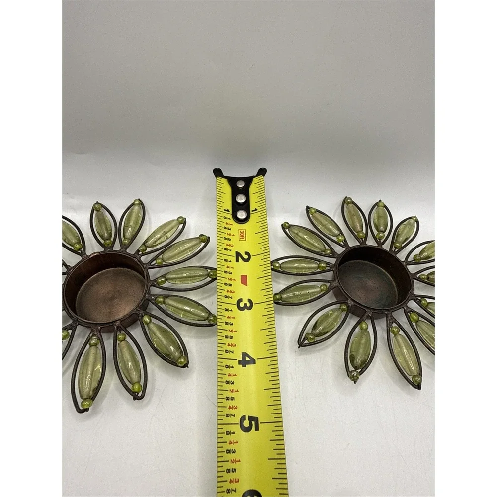 Vintage Metal Sunflower Tea light Candle Holder Set‎ MCM